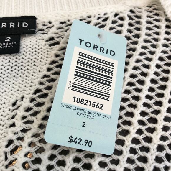 Torrid ivory white open front cropped cardigan sweater size 2 or 2X NWT - Picture 7 of 14